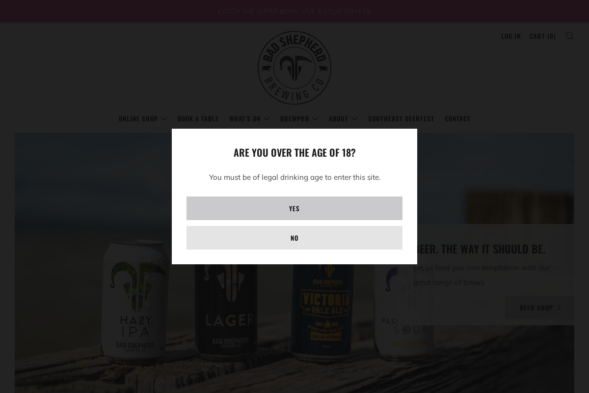 Bad Shepherd Brewing Co homepage screenshot