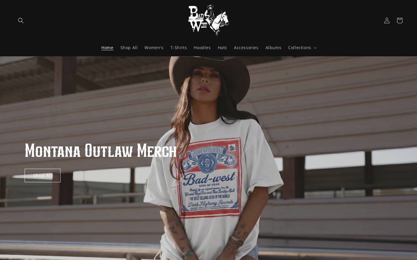 badwestapparel.com homepage screenshot