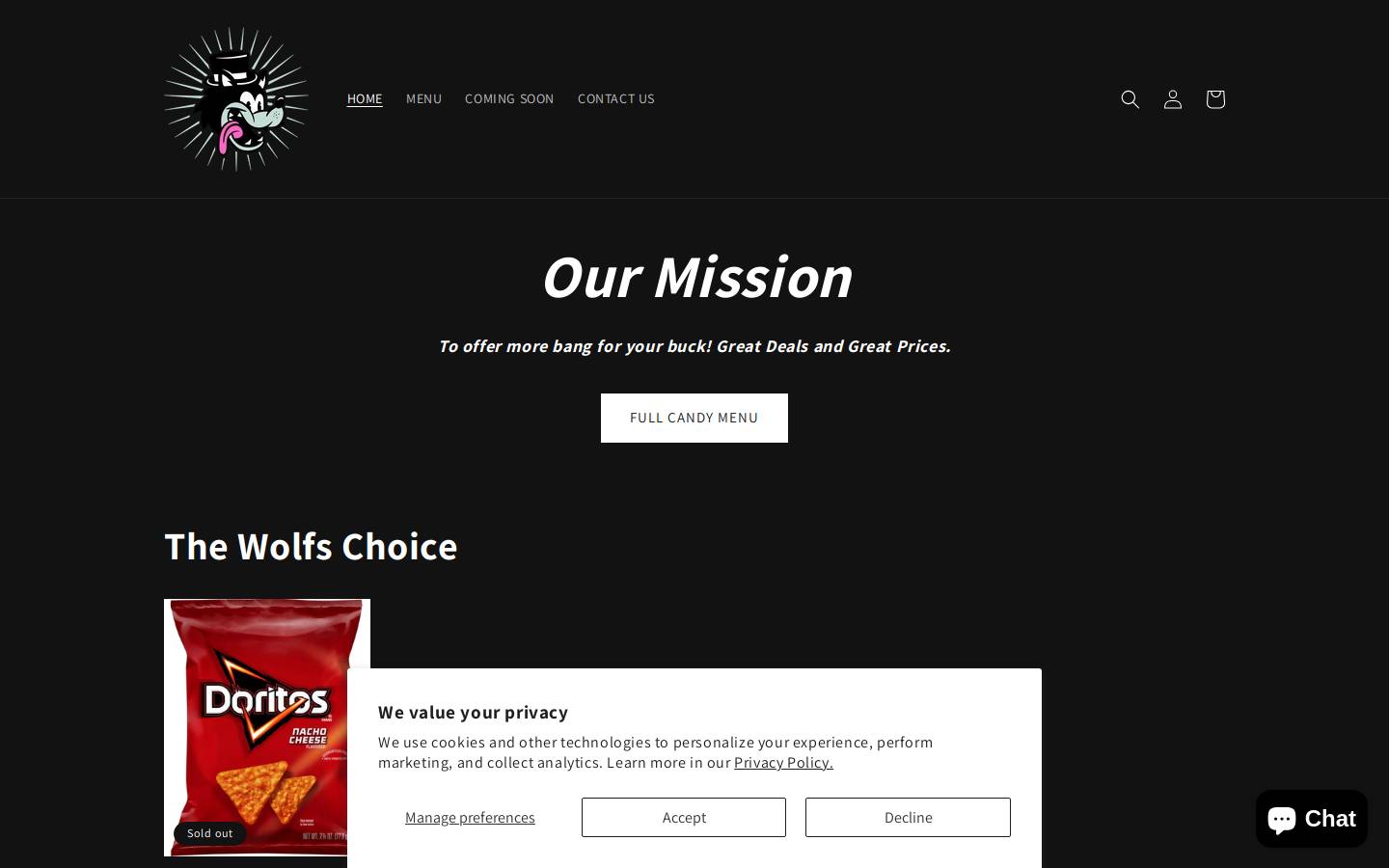 badwolfscandy.com homepage screenshot