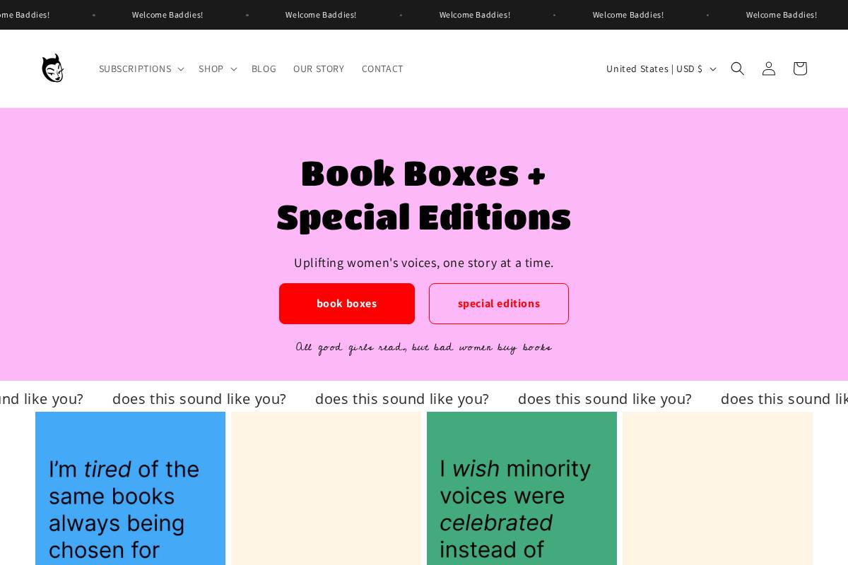 badwomenbooks.com homepage screenshot