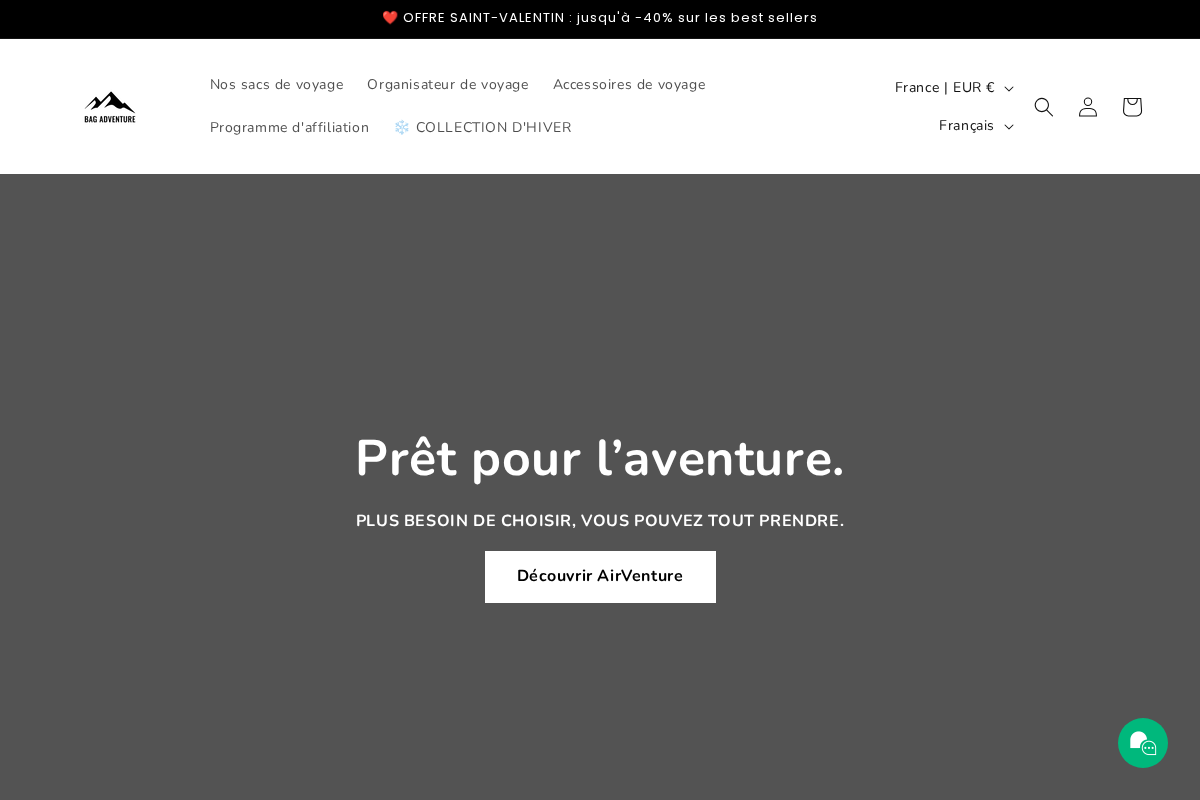 Bag Adventure homepage screenshot