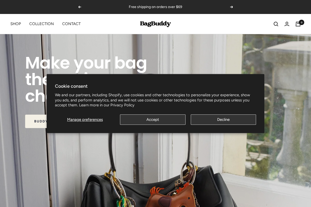 BagBuddy homepage screenshot