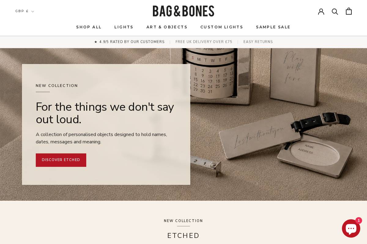 BAG&BONES homepage screenshot