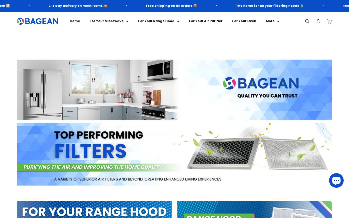 Bagean homepage screenshot