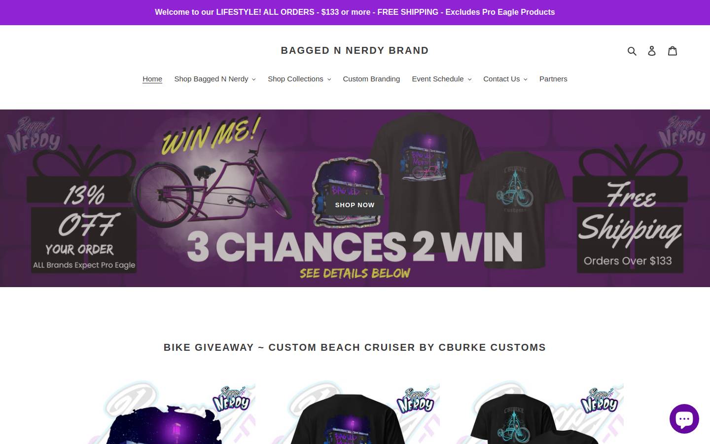 baggedandnerdybrand.com homepage screenshot