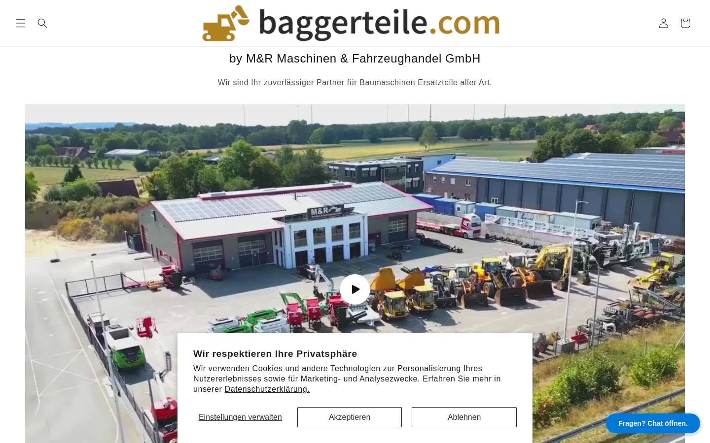 baggerteile.com homepage screenshot