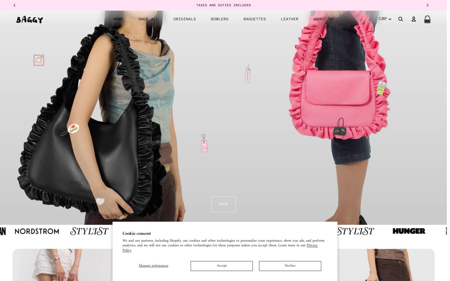 Baggylondon homepage screenshot