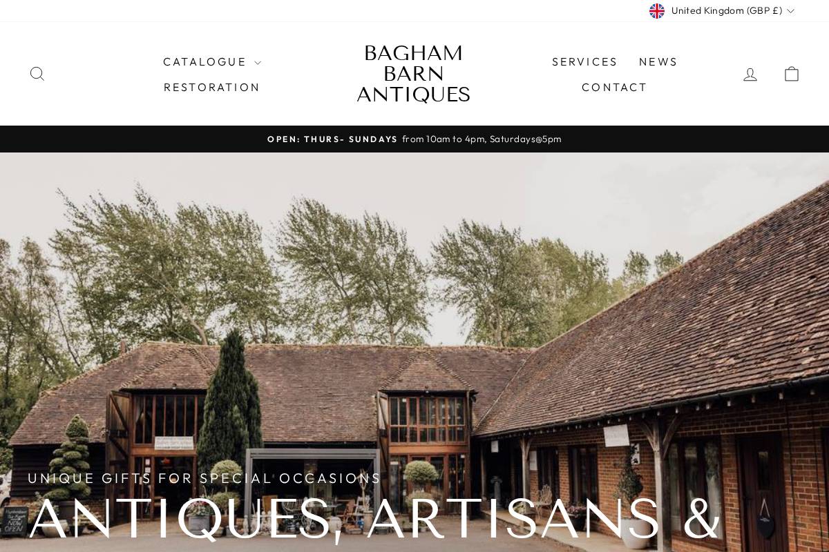 baghambarnantiques.com homepage screenshot