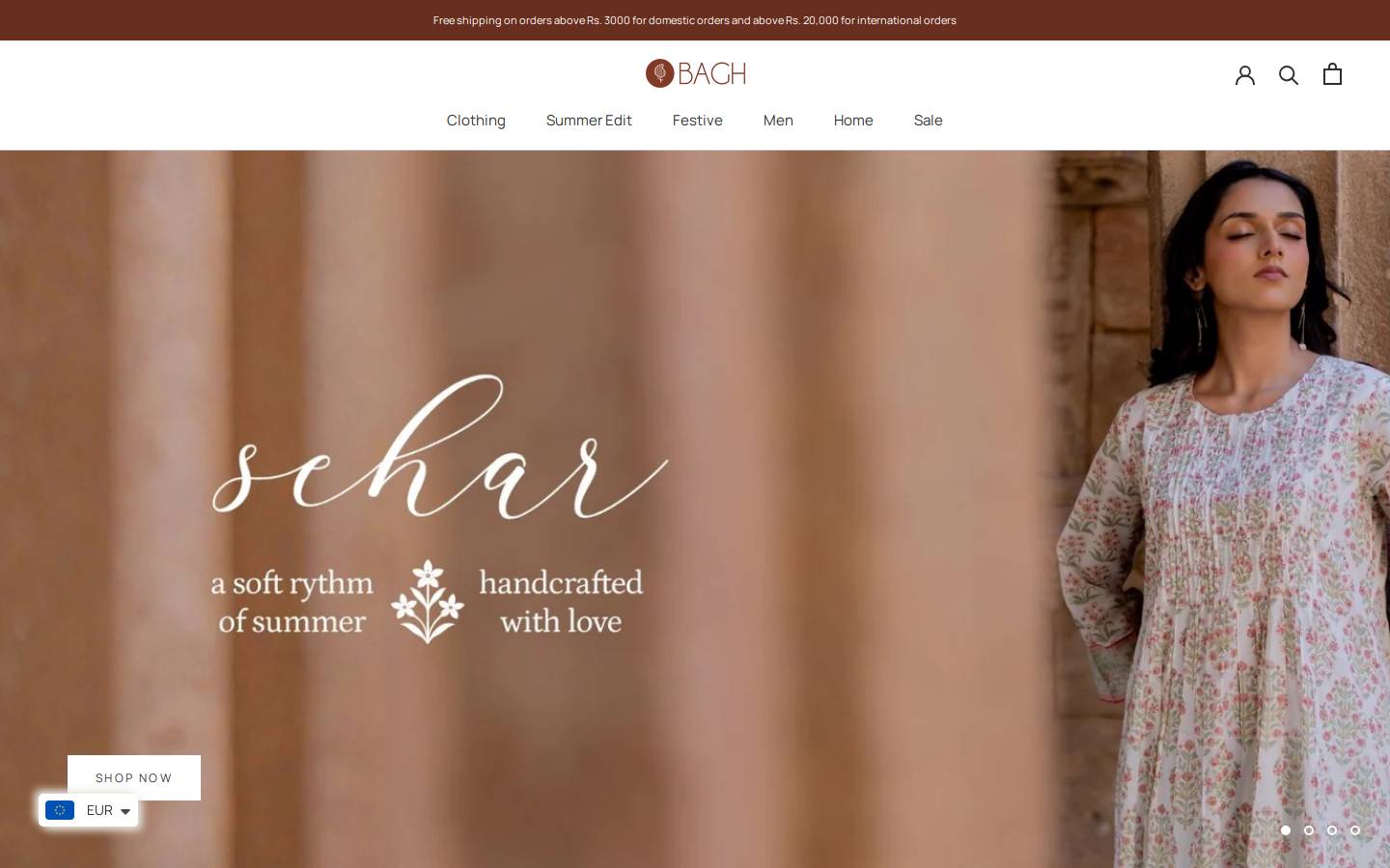 baghindia.com homepage screenshot
