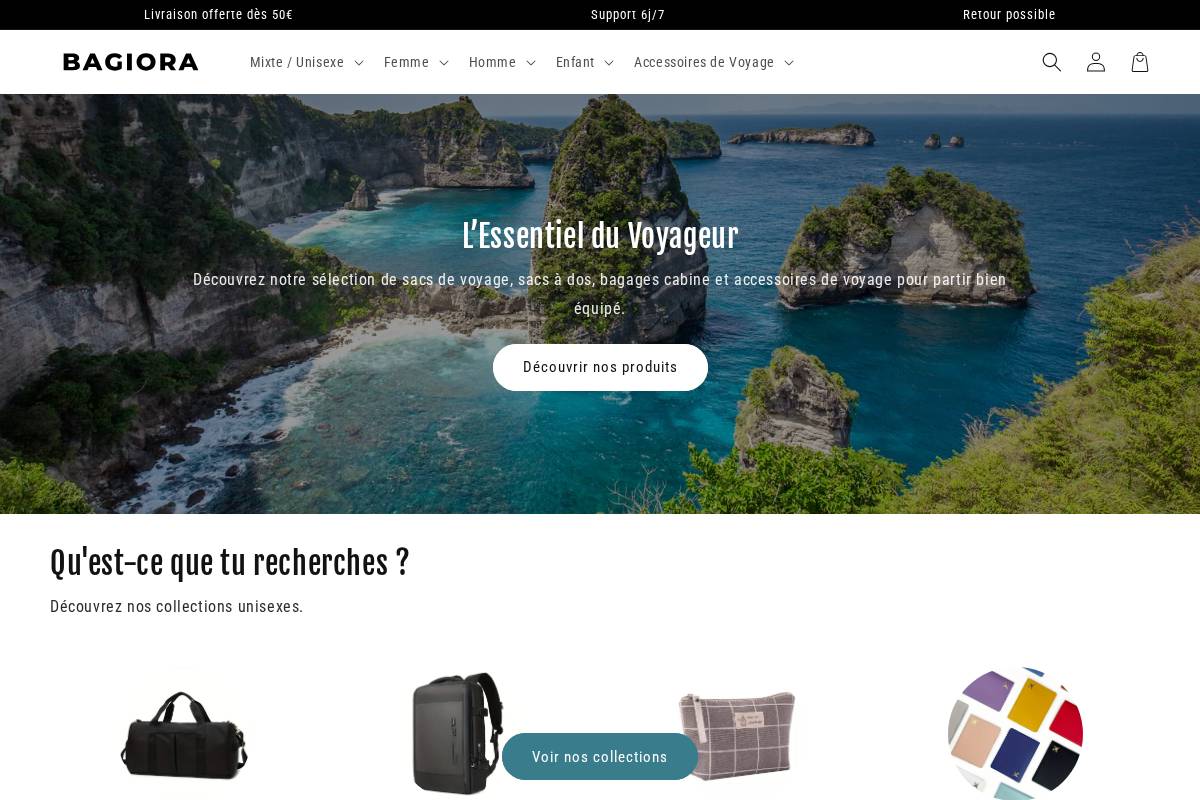 bagiora.com homepage screenshot