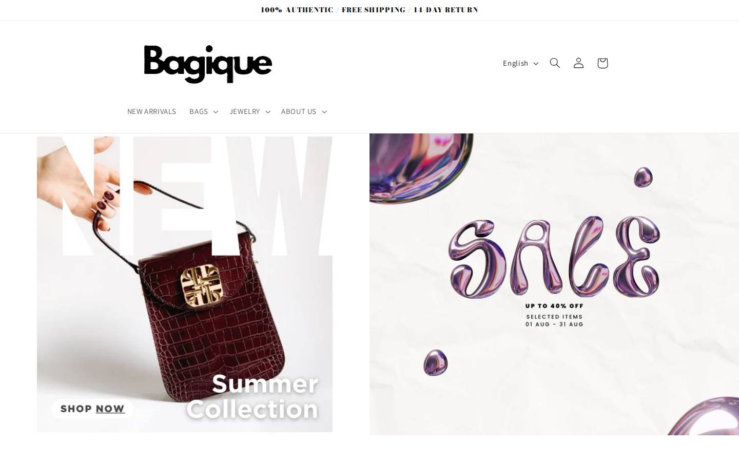 bagique.com homepage screenshot