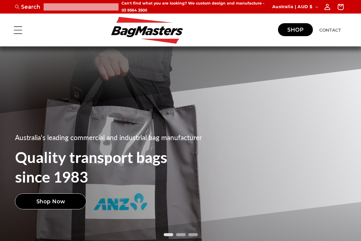Bagmasters.com homepage screenshot