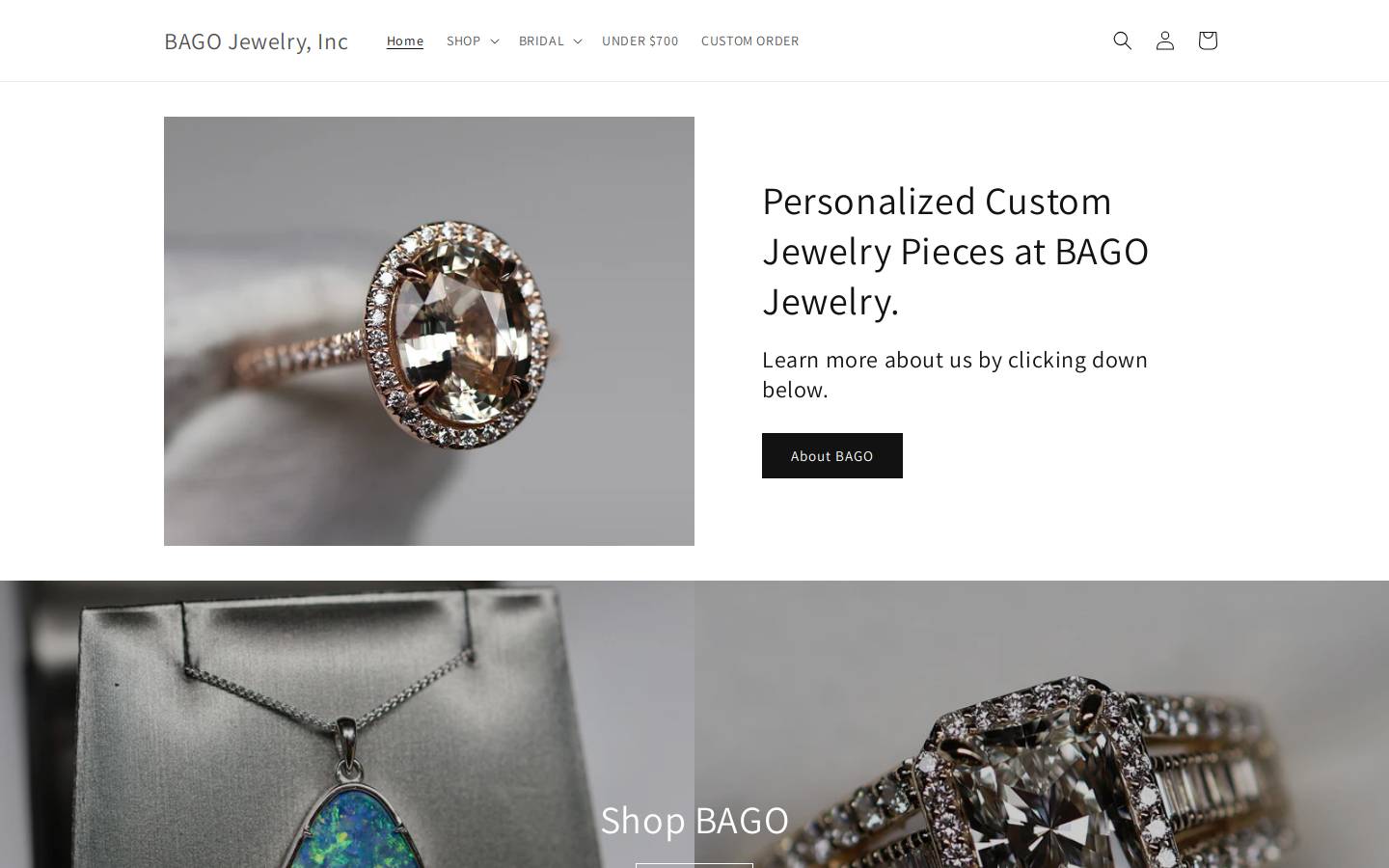 bagojewelry.com homepage screenshot
