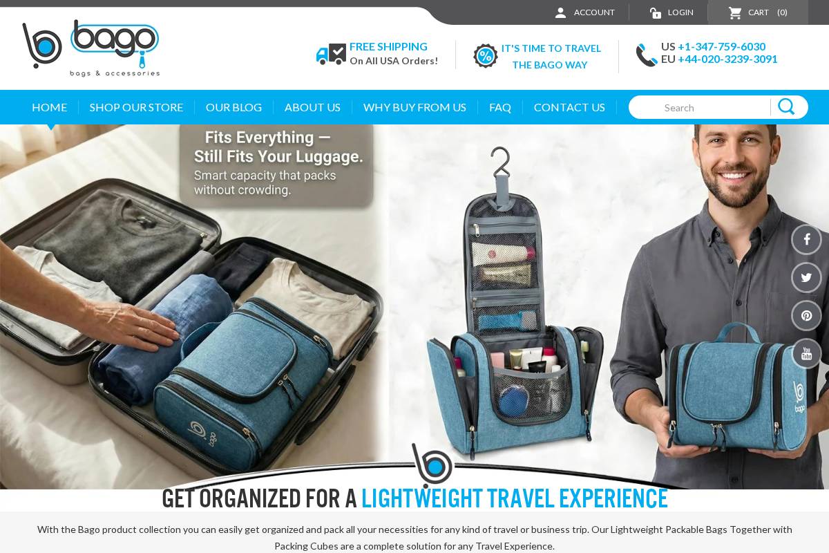 bagotravelbags.com homepage screenshot