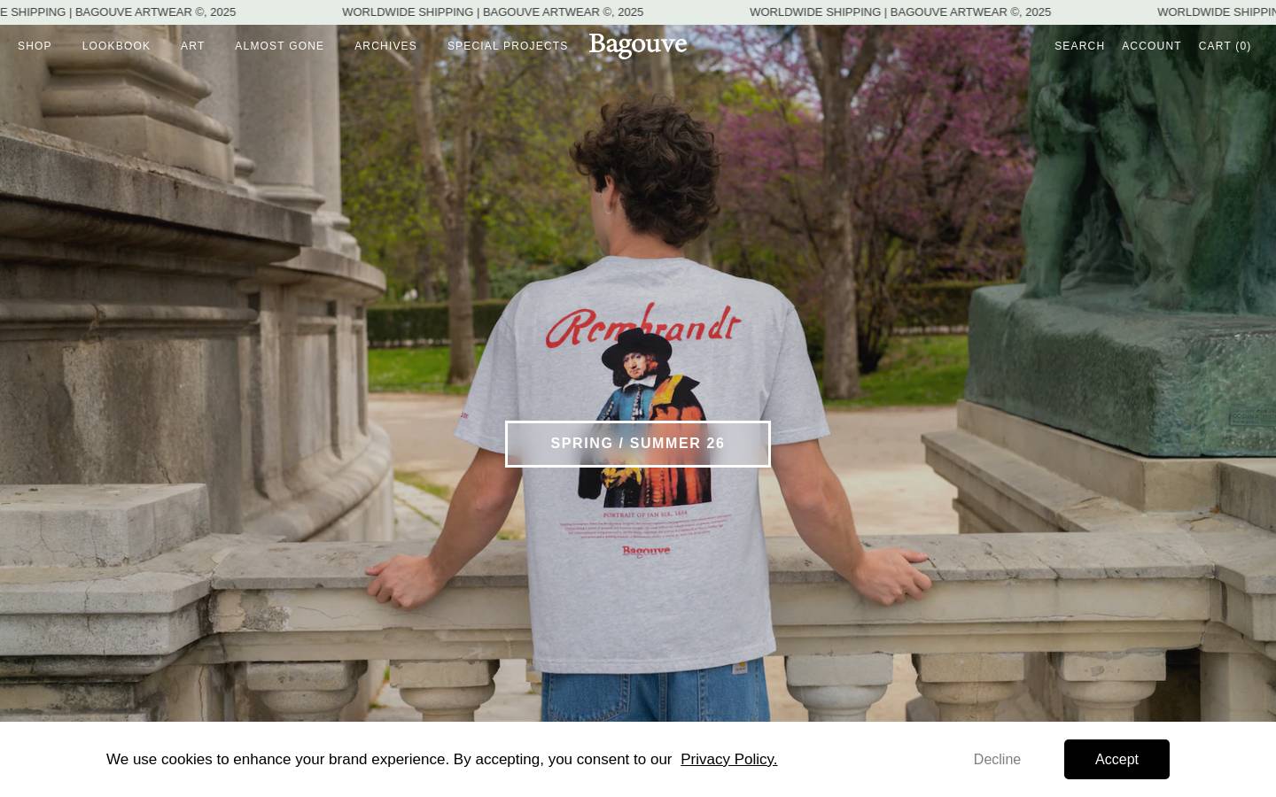 BAGOUVE ARTWEAR homepage screenshot