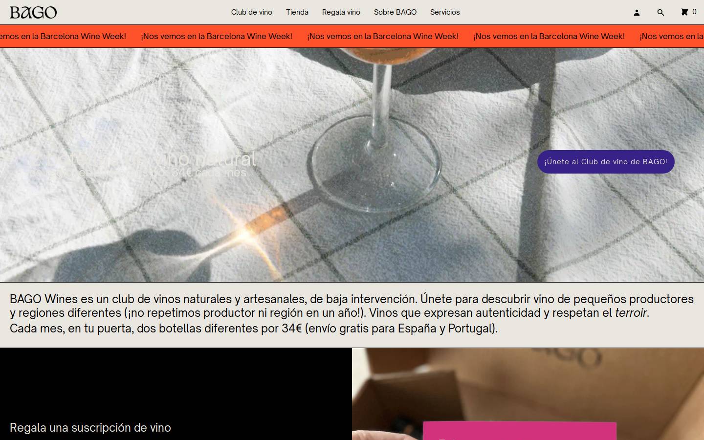 bagowines.com homepage screenshot