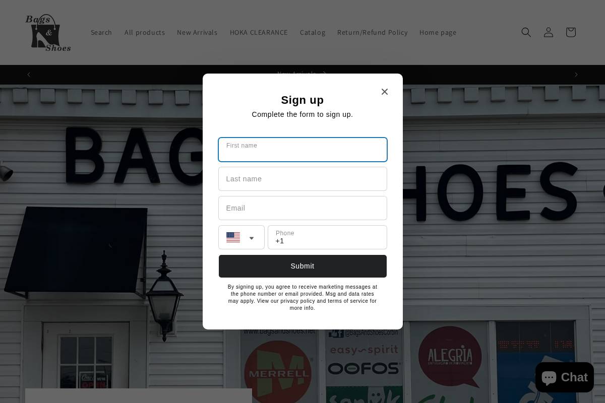 bagsandshoes.net homepage screenshot