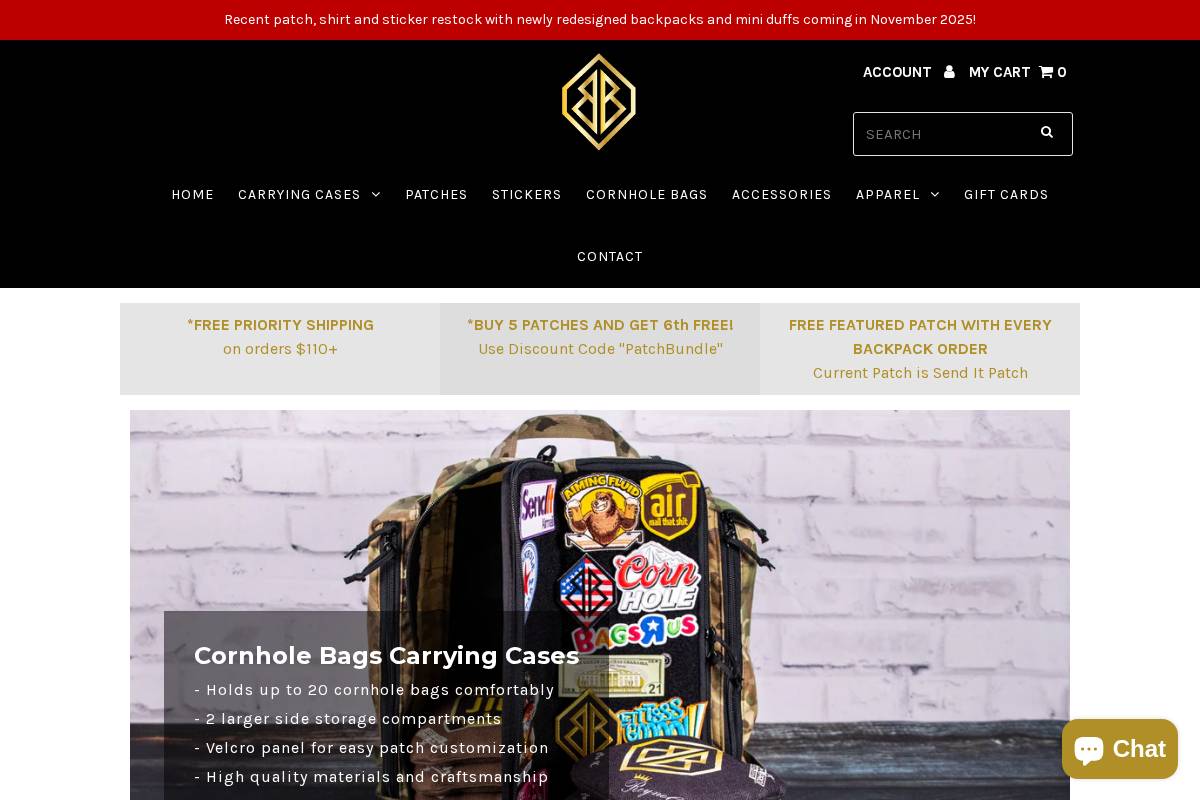 bagsboards.com homepage screenshot