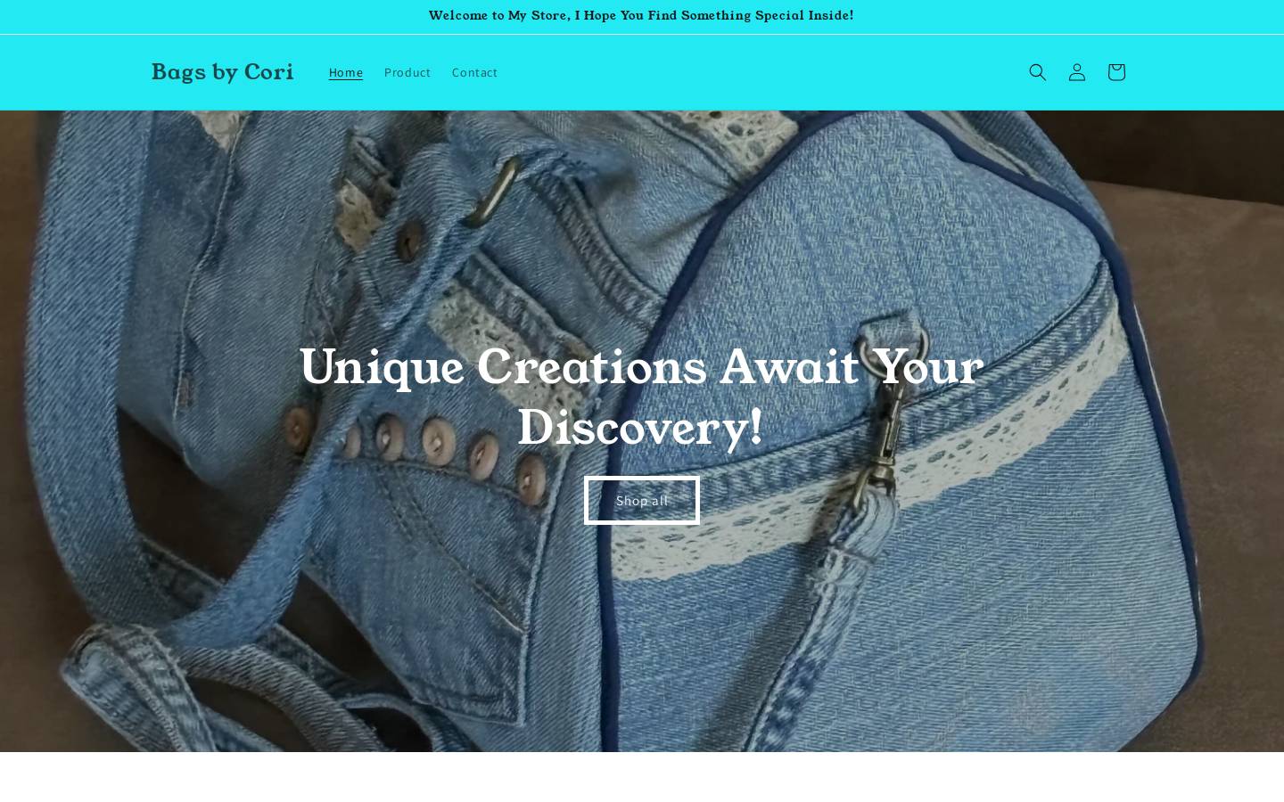 bagsbycori.com homepage screenshot