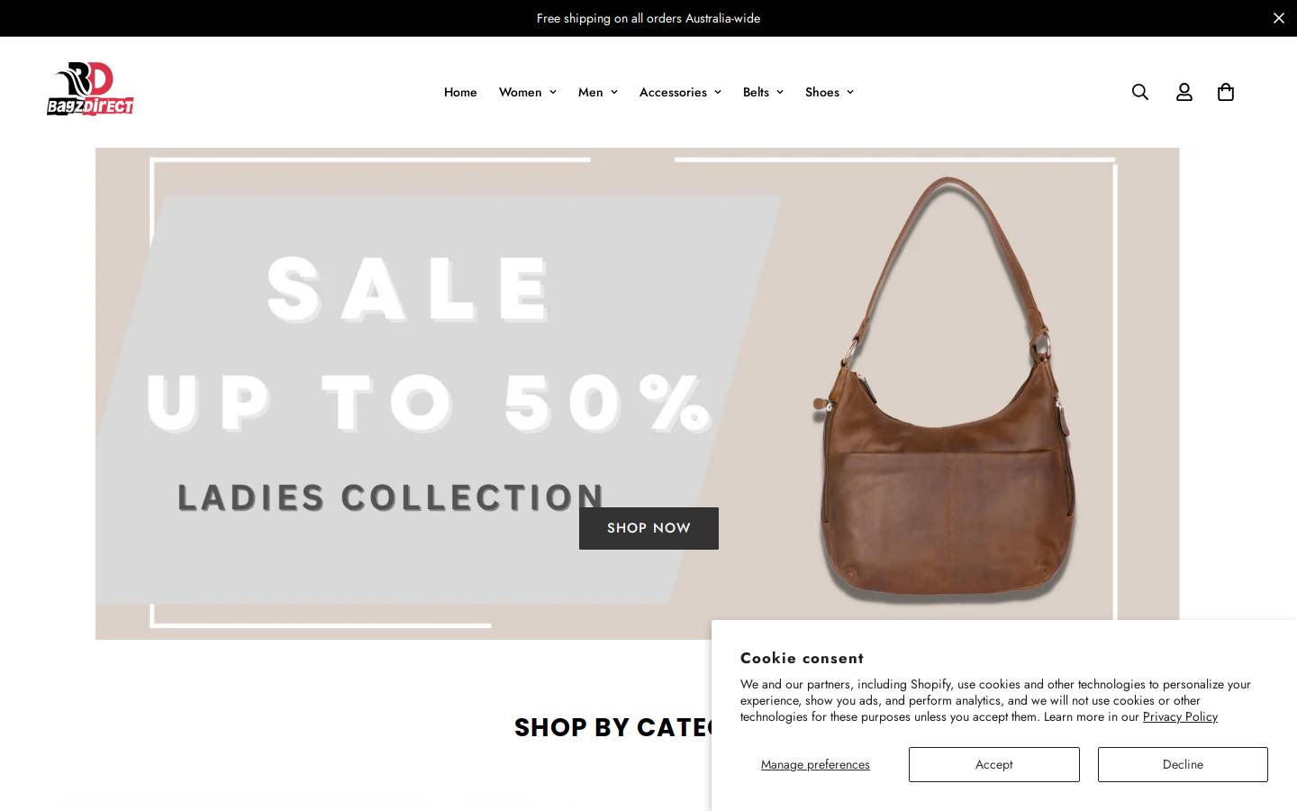 Bagsdirect.com homepage screenshot
