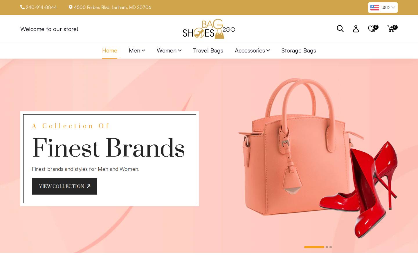 bagshoes2go.com homepage screenshot