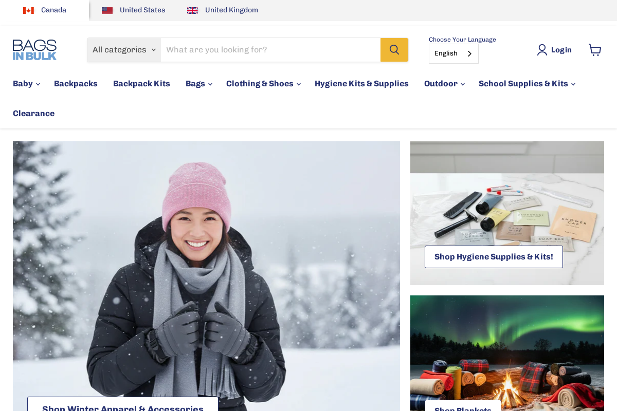 BagsInBulk homepage screenshot