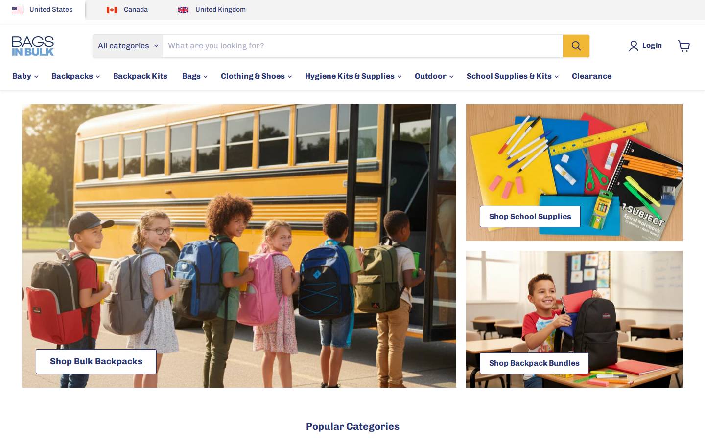 BagsInBulk homepage screenshot