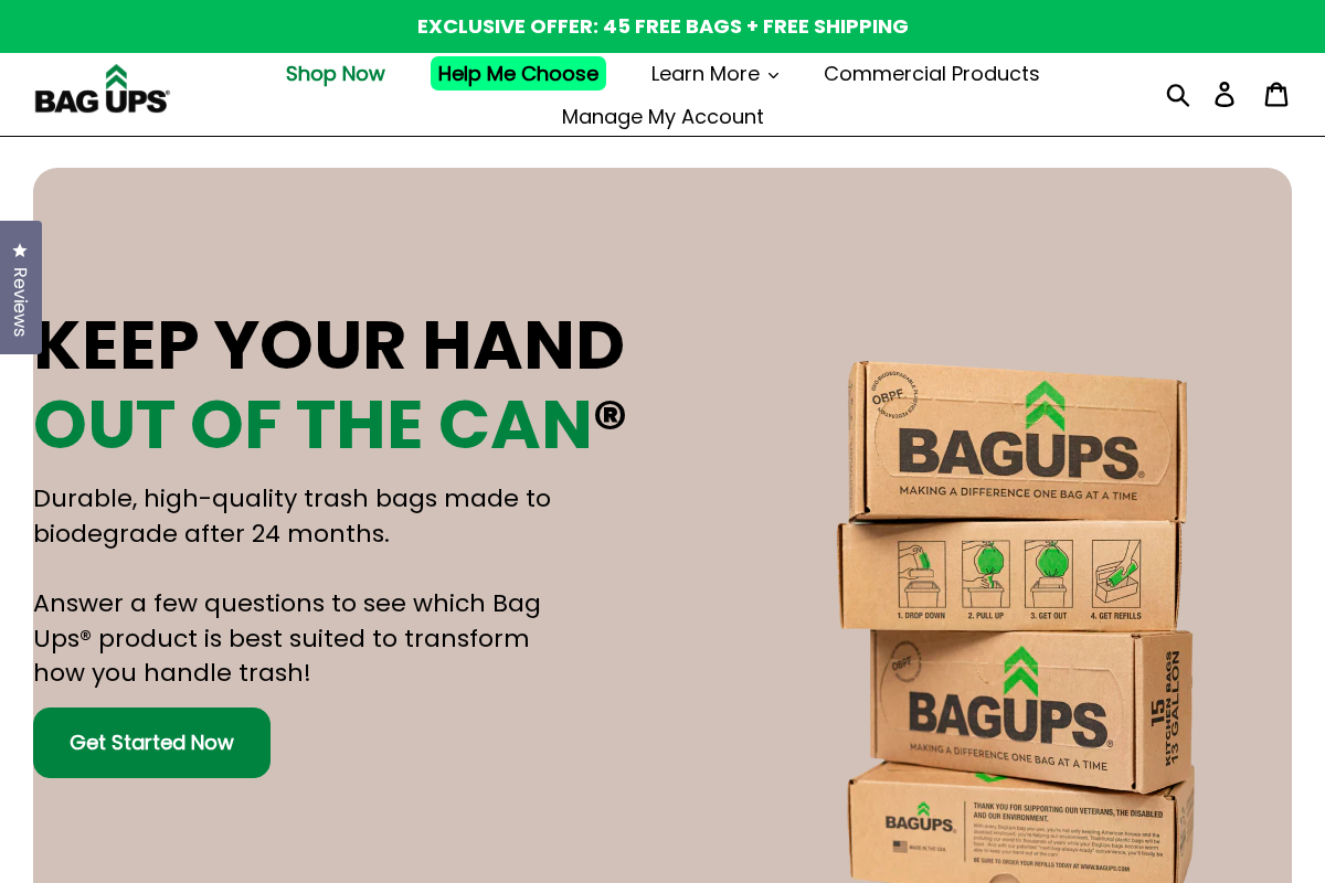 BagUps homepage screenshot