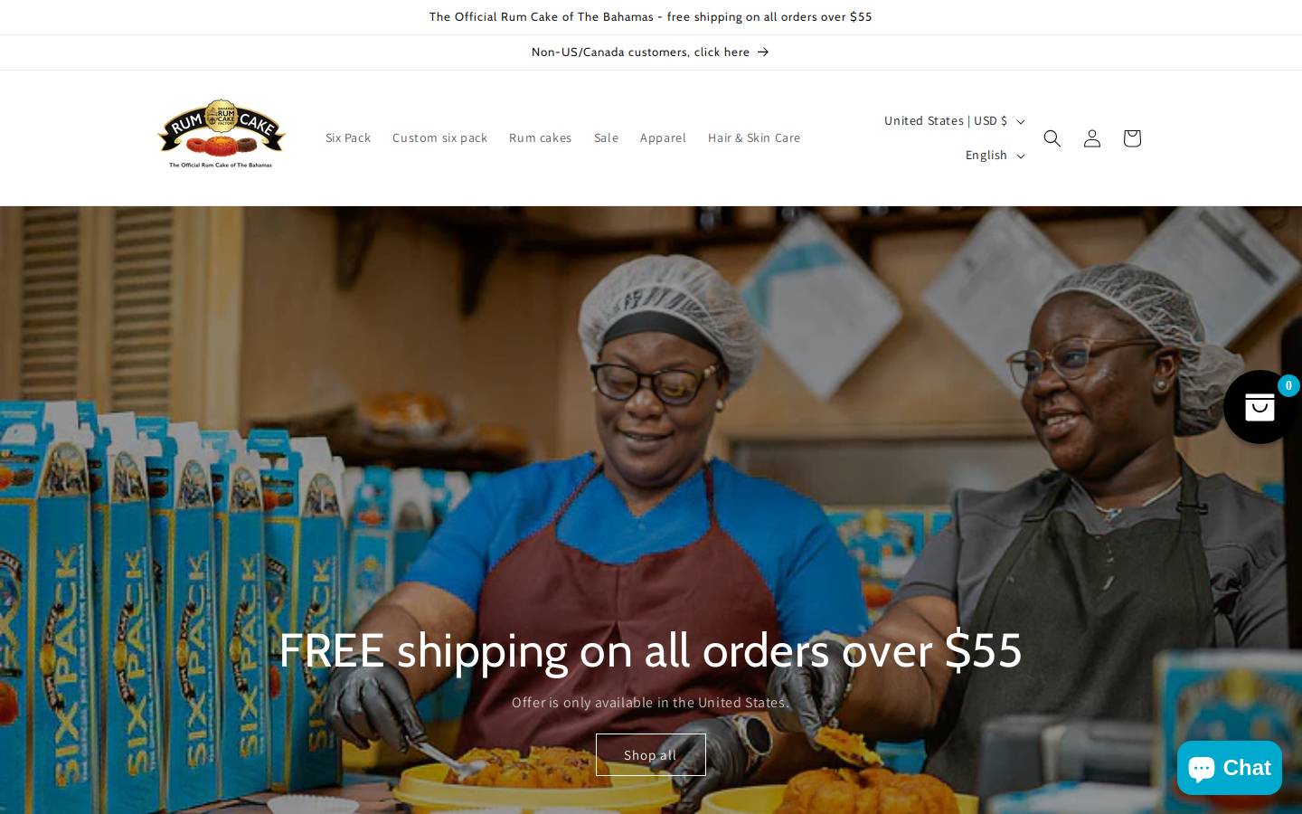 bahamasrumcakefactory.com homepage screenshot