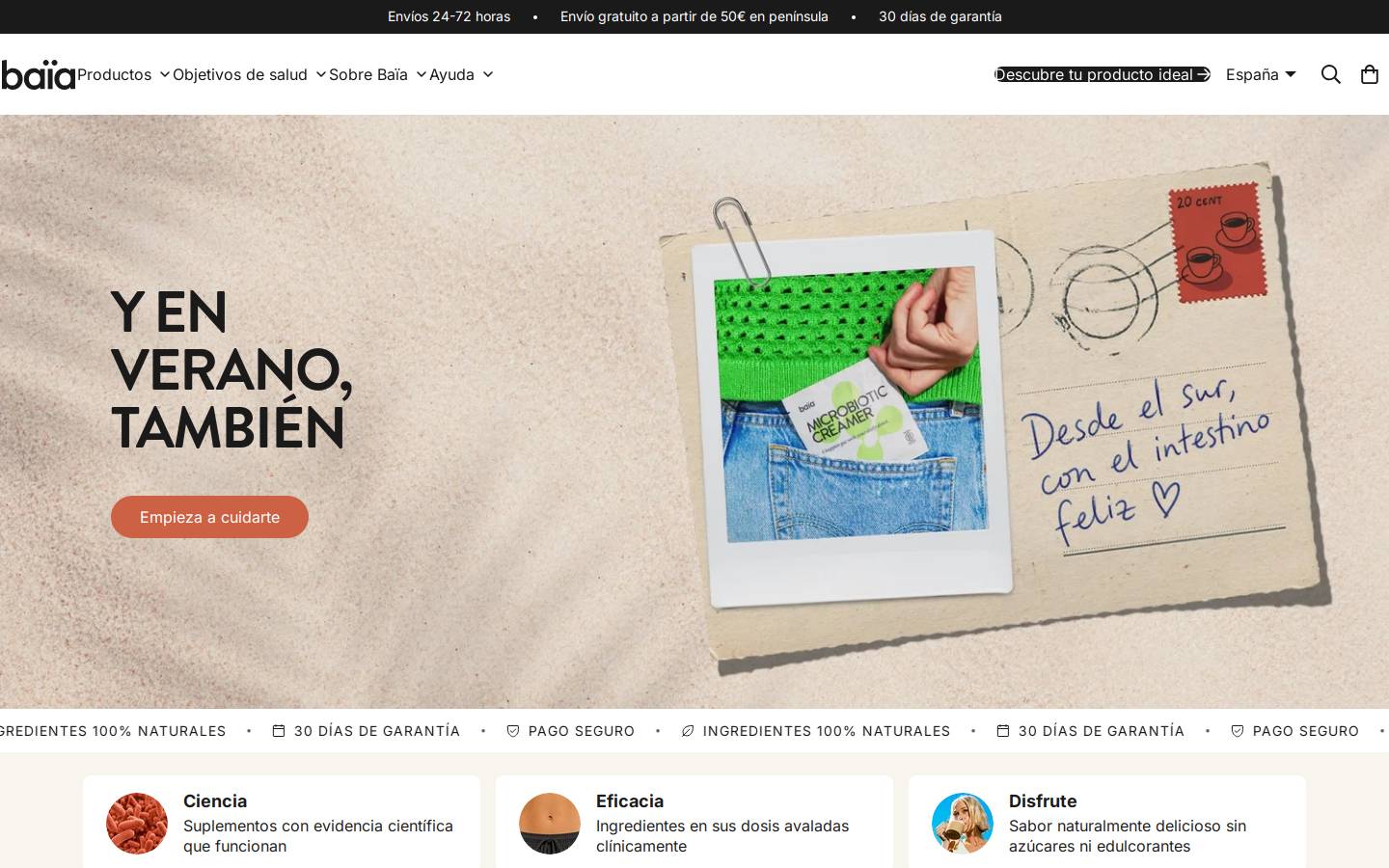 Baïa Food homepage screenshot