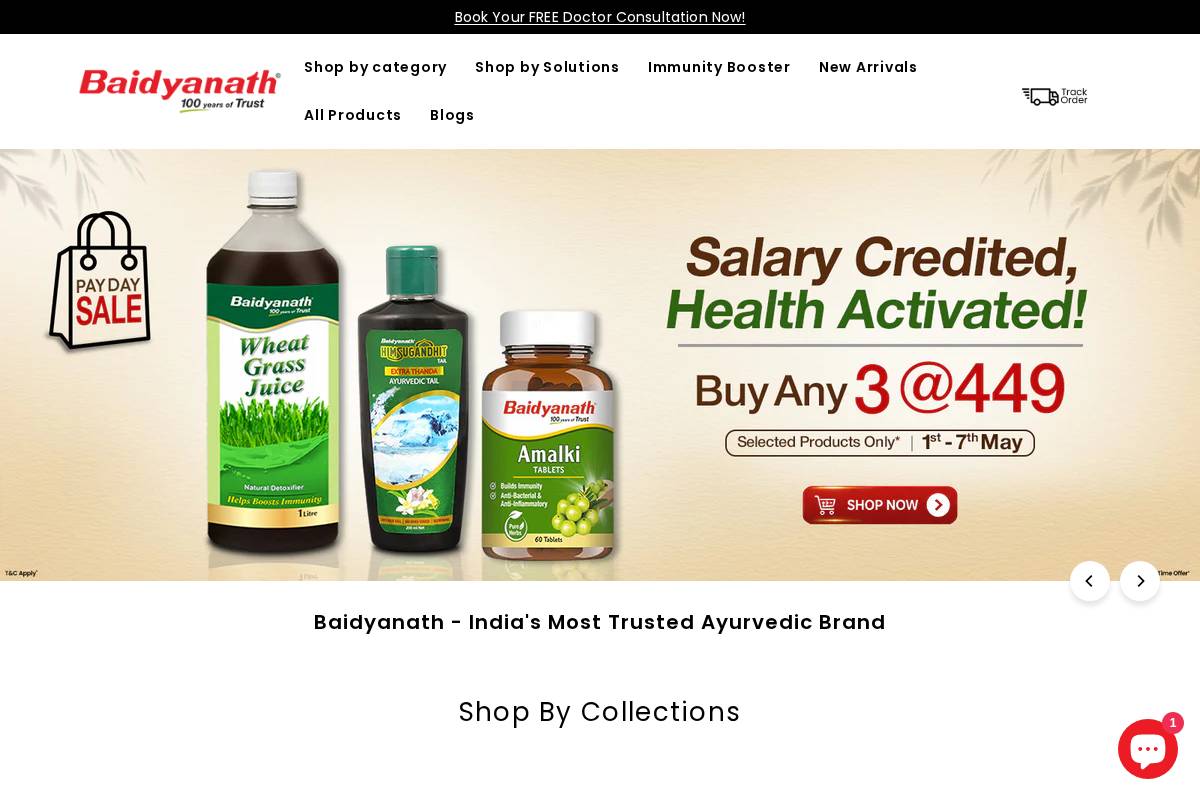 baidyanathayurved.com homepage screenshot