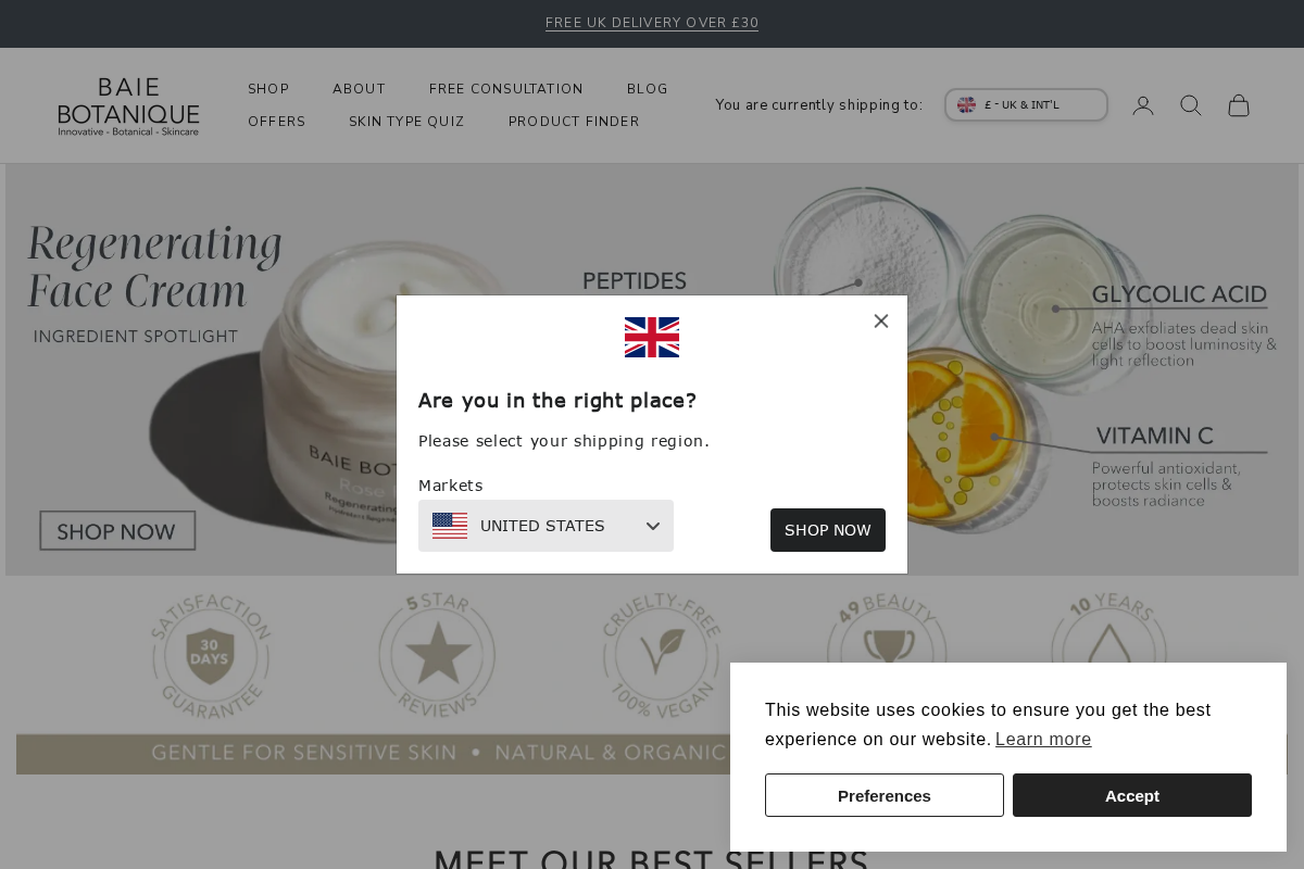 Baie Botanique homepage screenshot