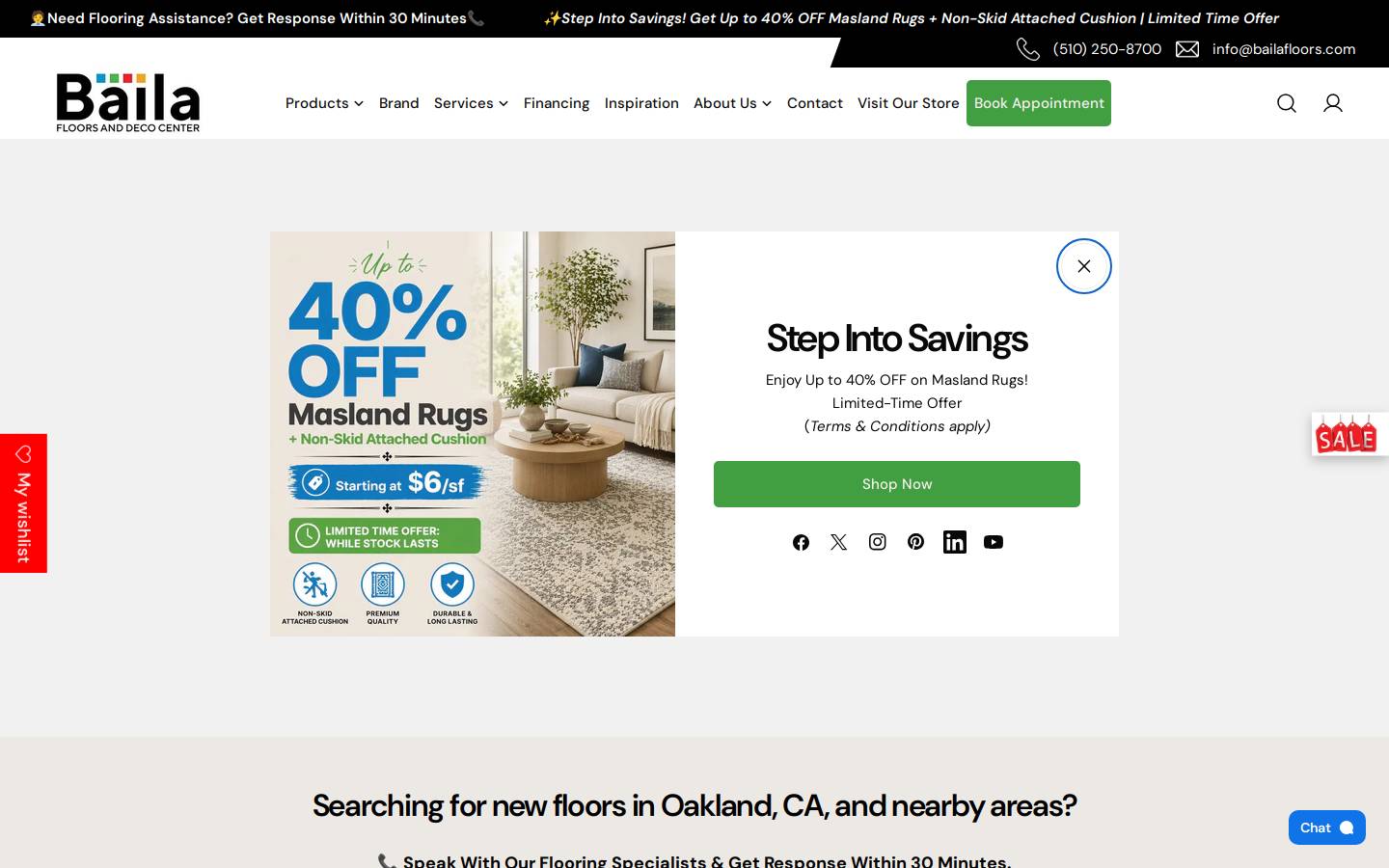 Bailafloors homepage screenshot