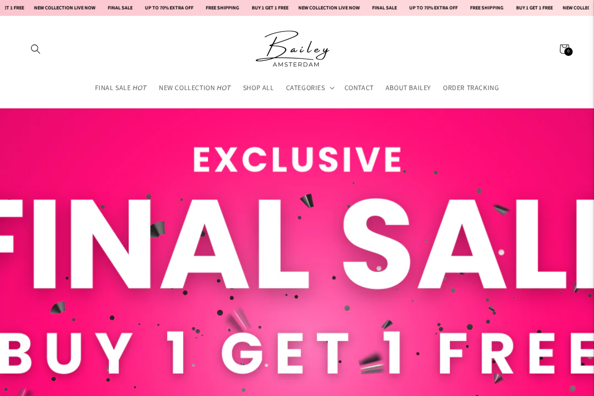 Bailey Amsterdam homepage screenshot