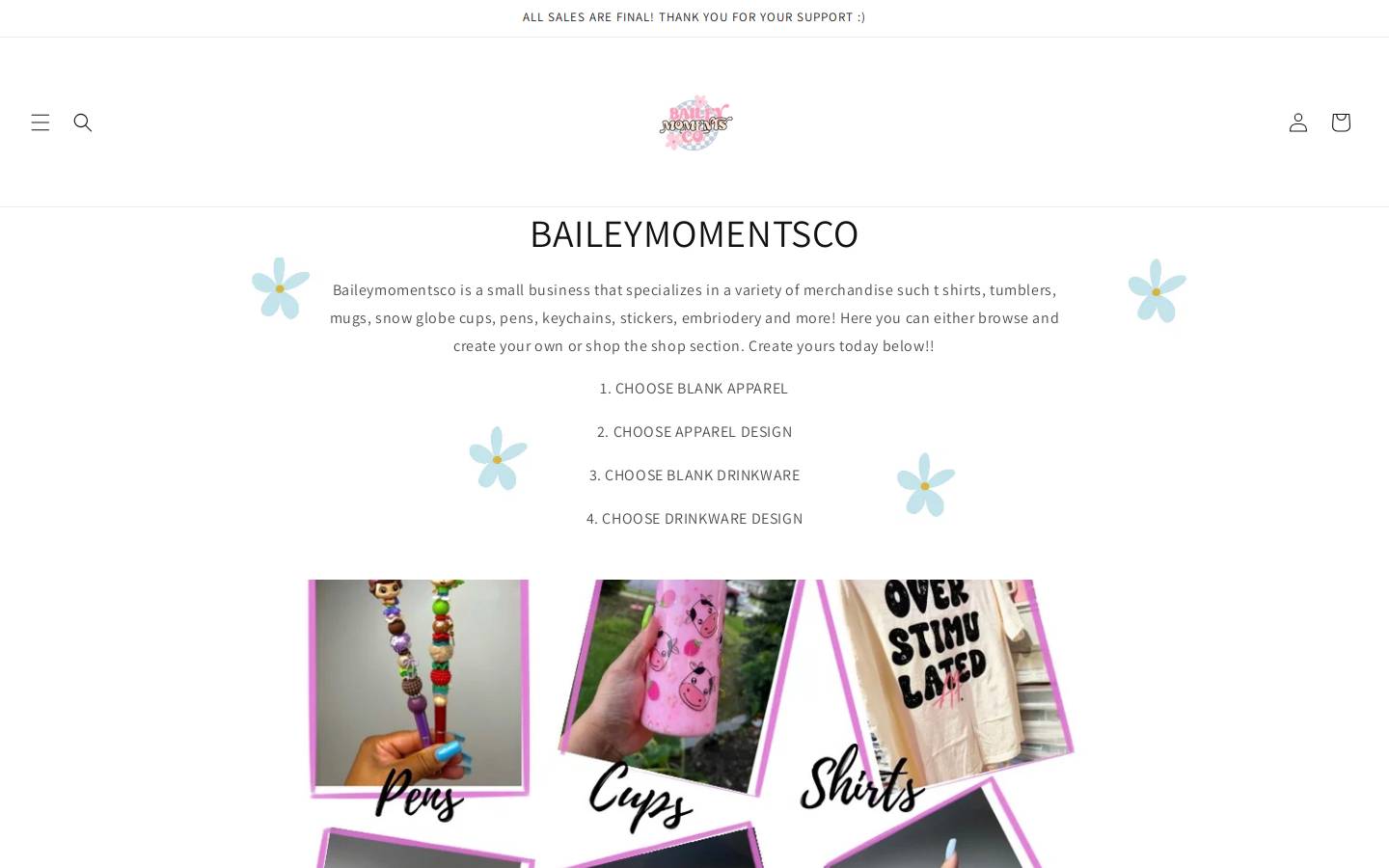 baileymomentsco.com homepage screenshot