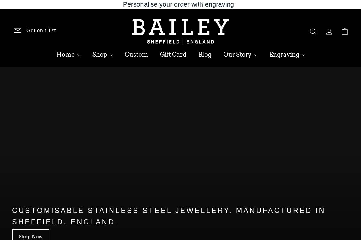 Bailey of Sheffield homepage screenshot