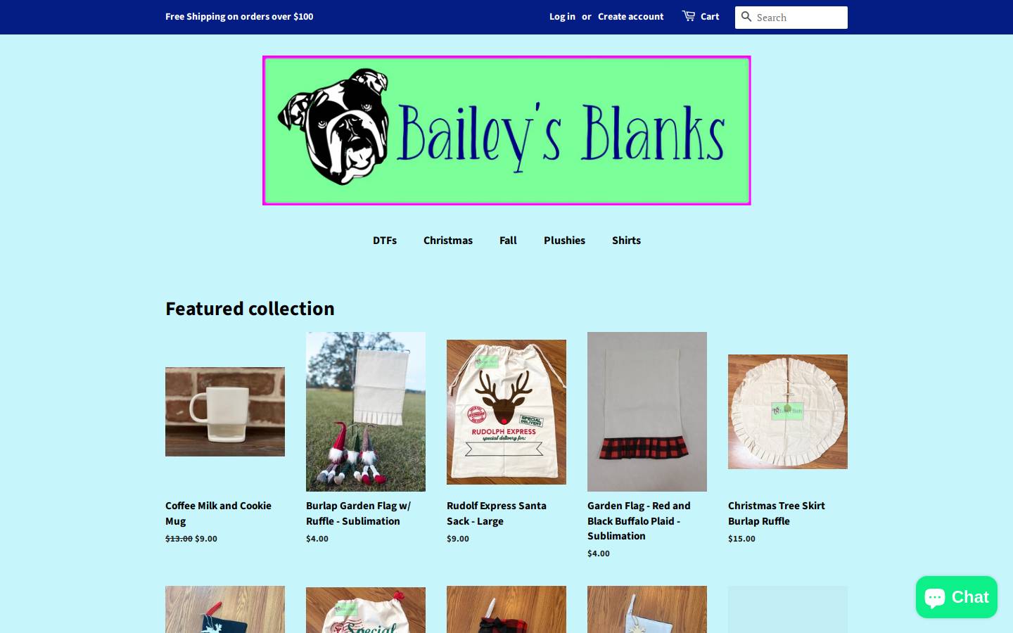 baileysblanks.com homepage screenshot