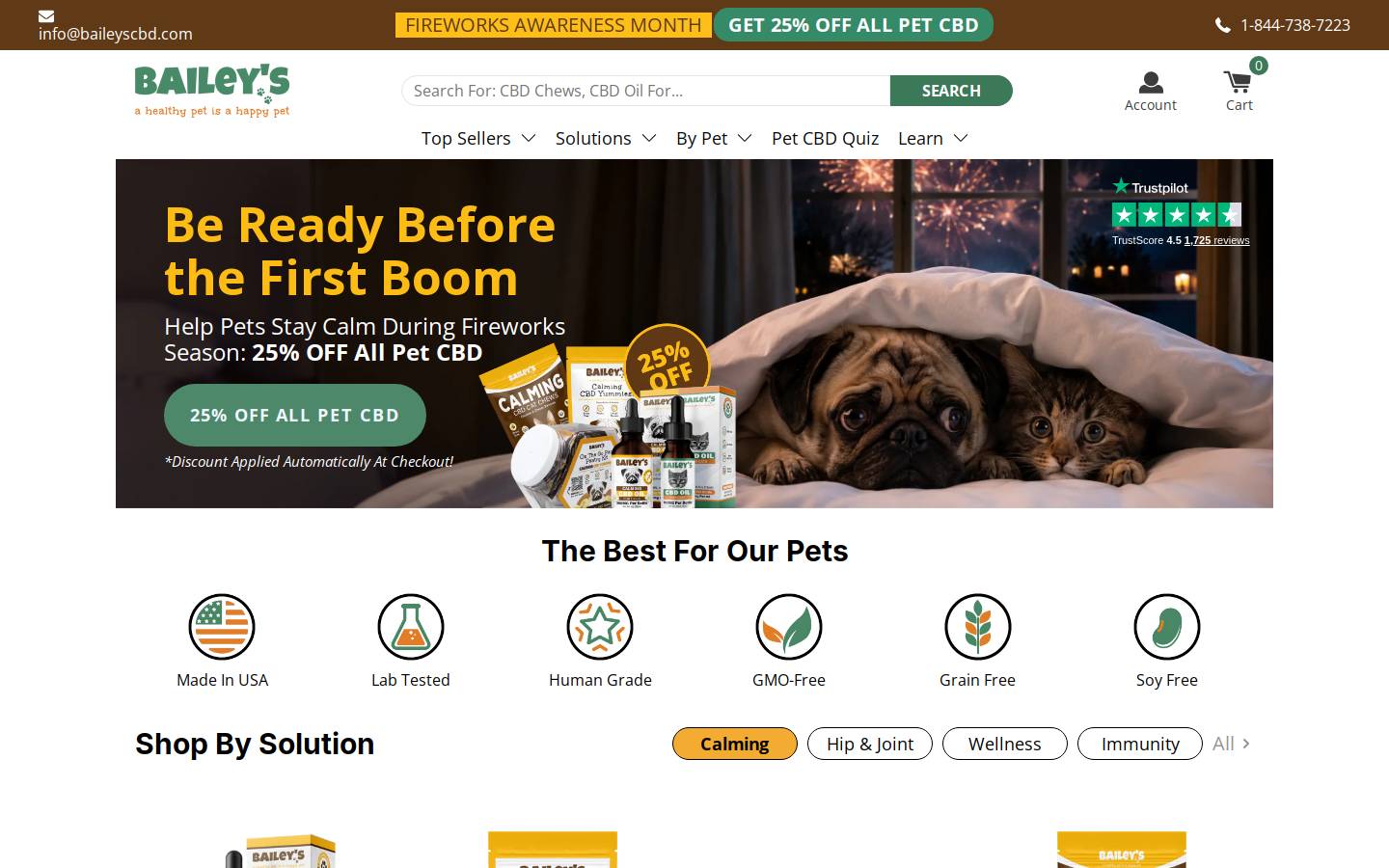 Bailey's CBD homepage screenshot