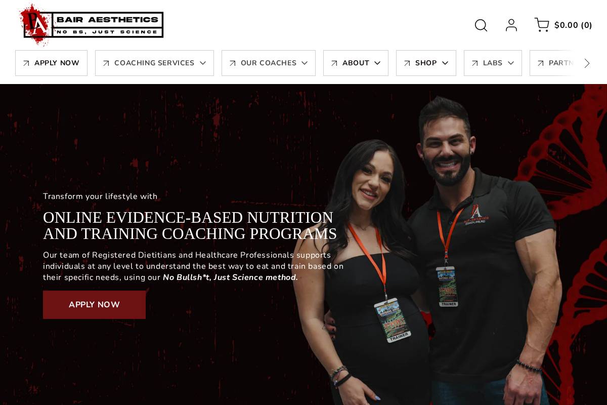 bairaesthetics.com homepage screenshot