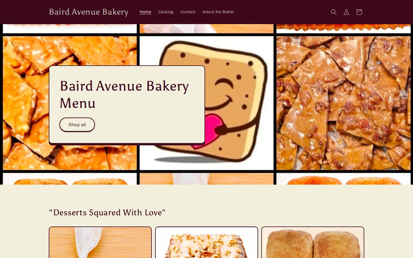 bairdavenuebakery.com homepage screenshot