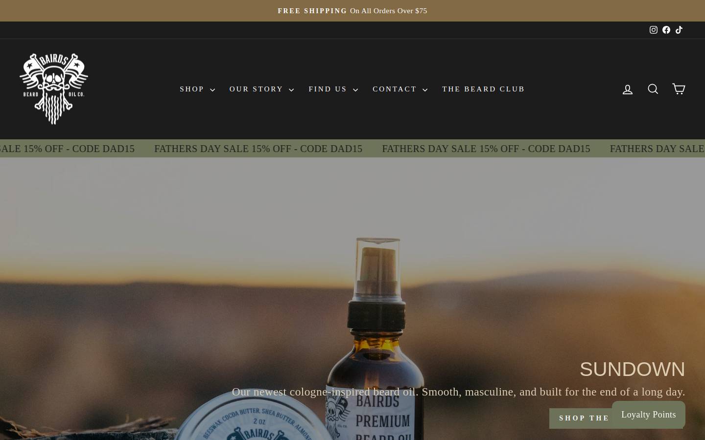 bairdsbeardoil.com homepage screenshot