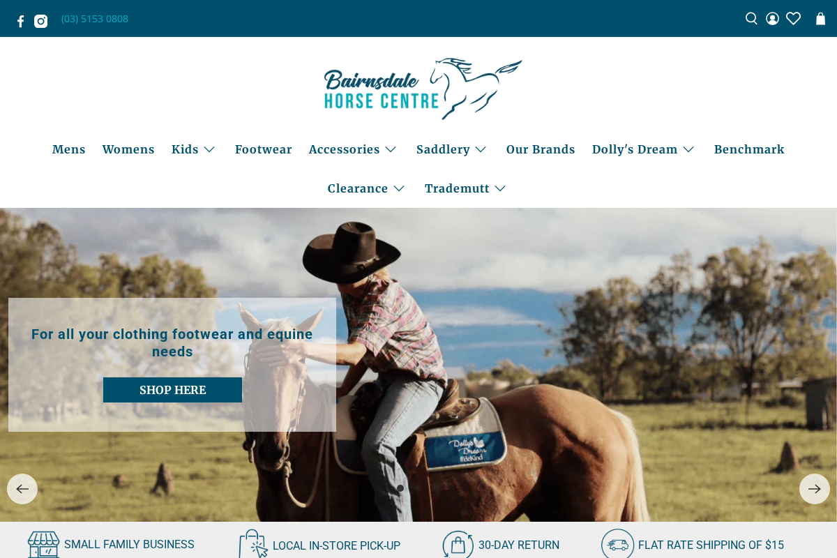 bairnsdalehorsecentre.com.au homepage screenshot