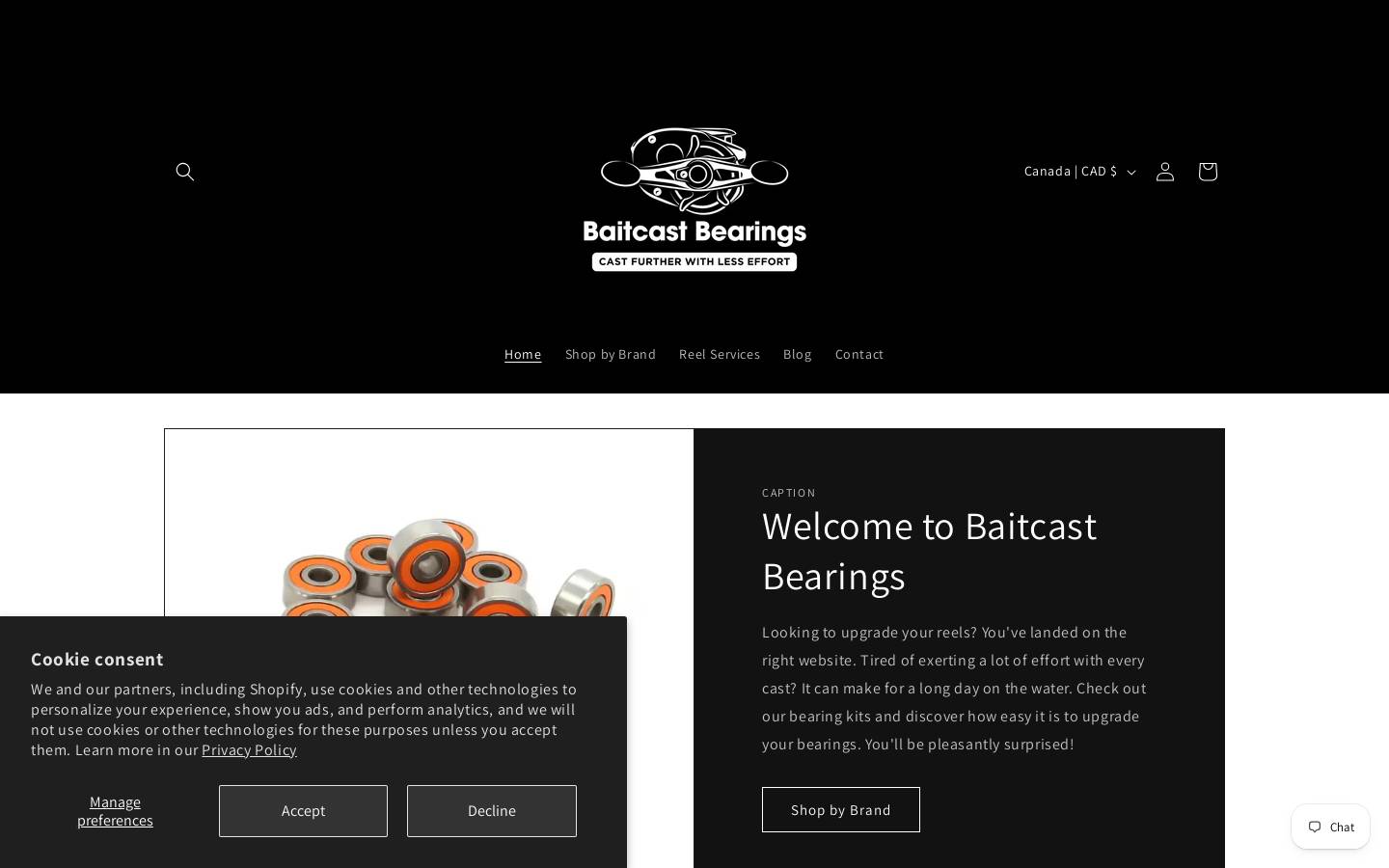 baitcastbearings.com homepage screenshot