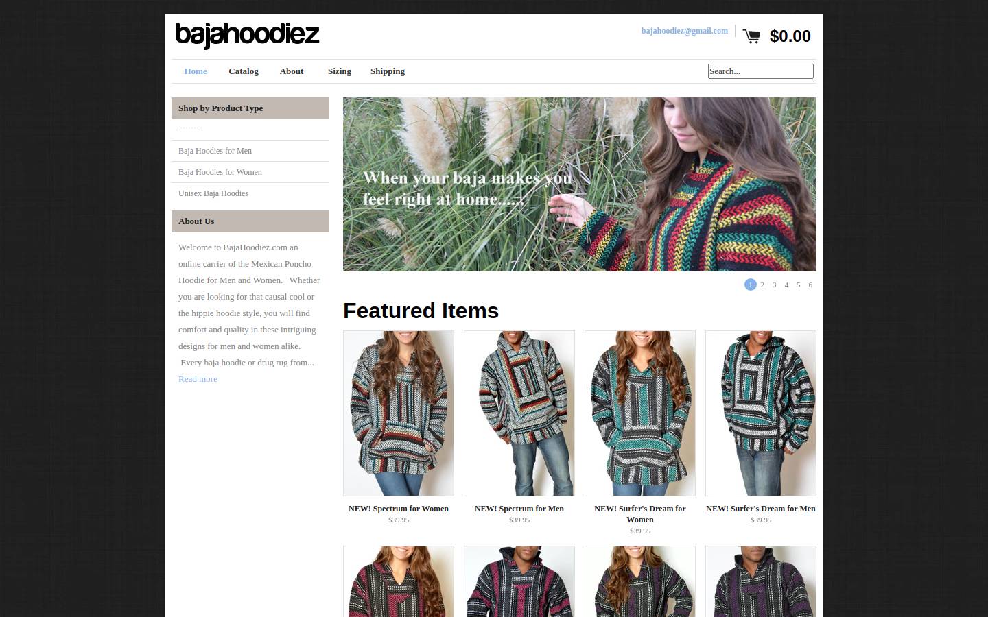 bajahoodiez.com homepage screenshot