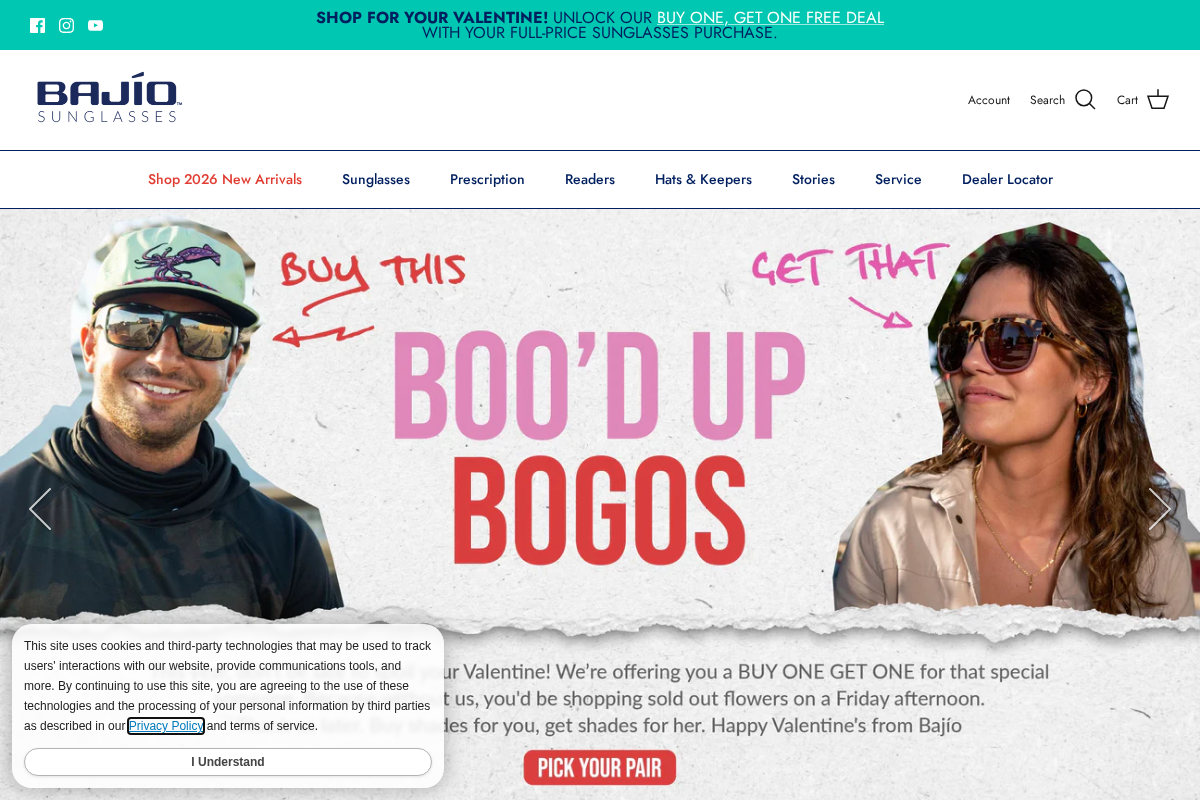 bajiosunglasses.com homepage screenshot