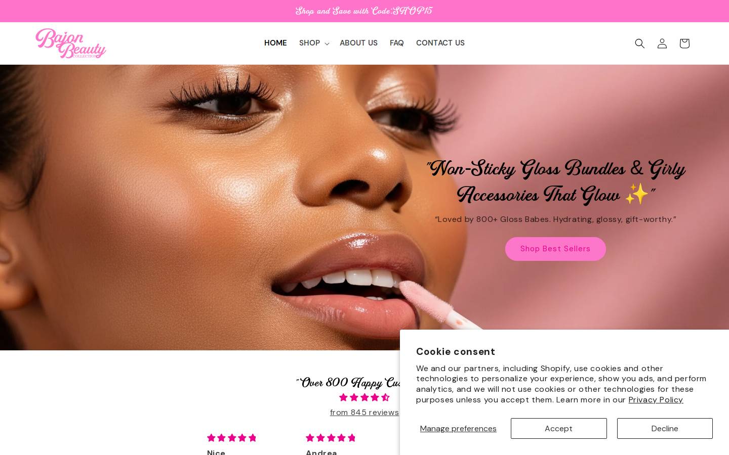 bajonbeauty.com homepage screenshot