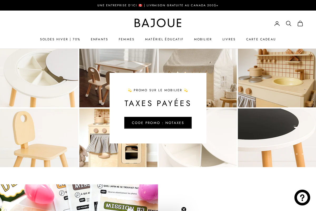 Bajoue homepage screenshot
