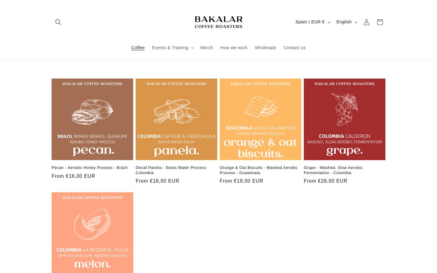 bakalarcoffee.com homepage screenshot