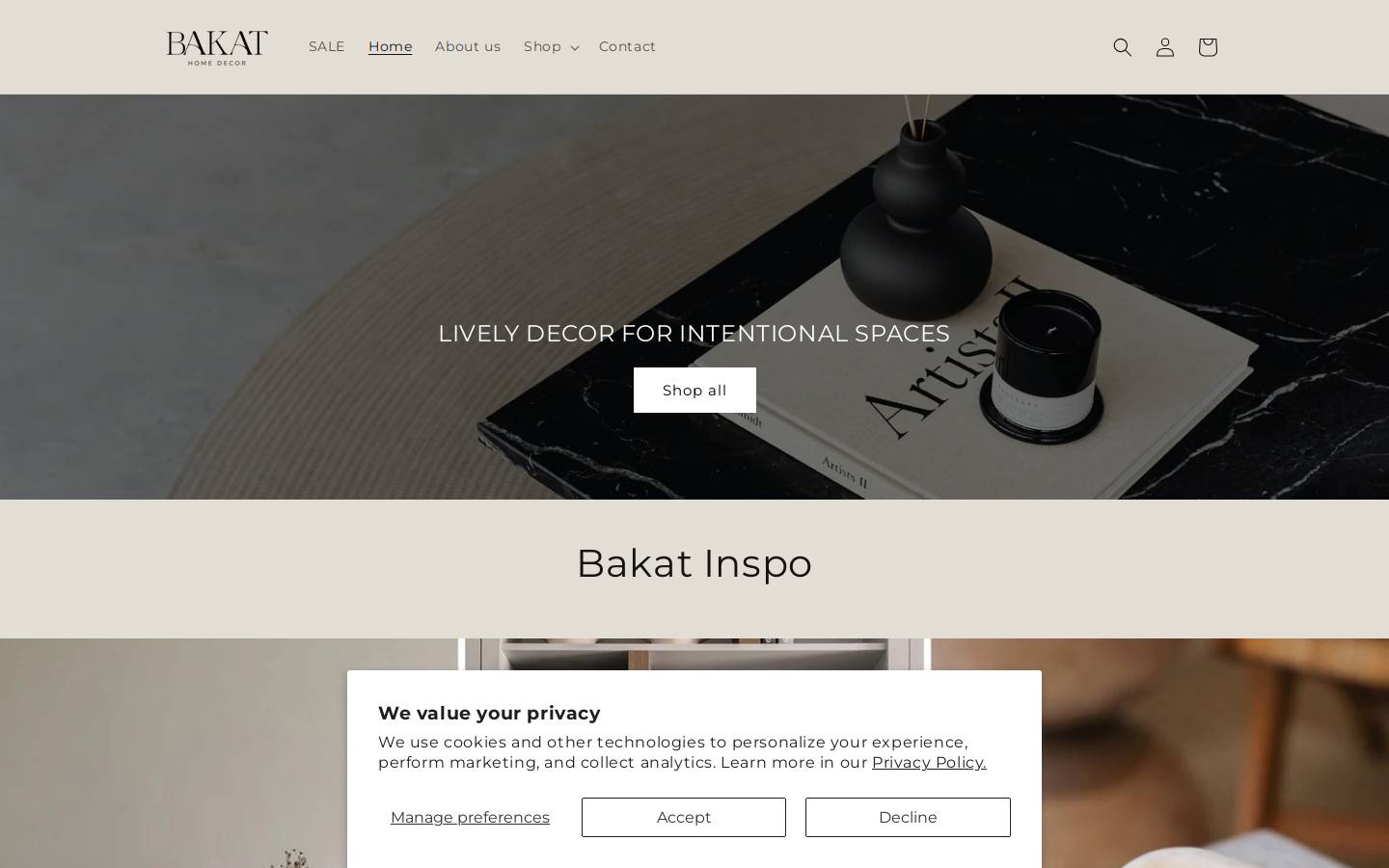 bakatdecor.com homepage screenshot