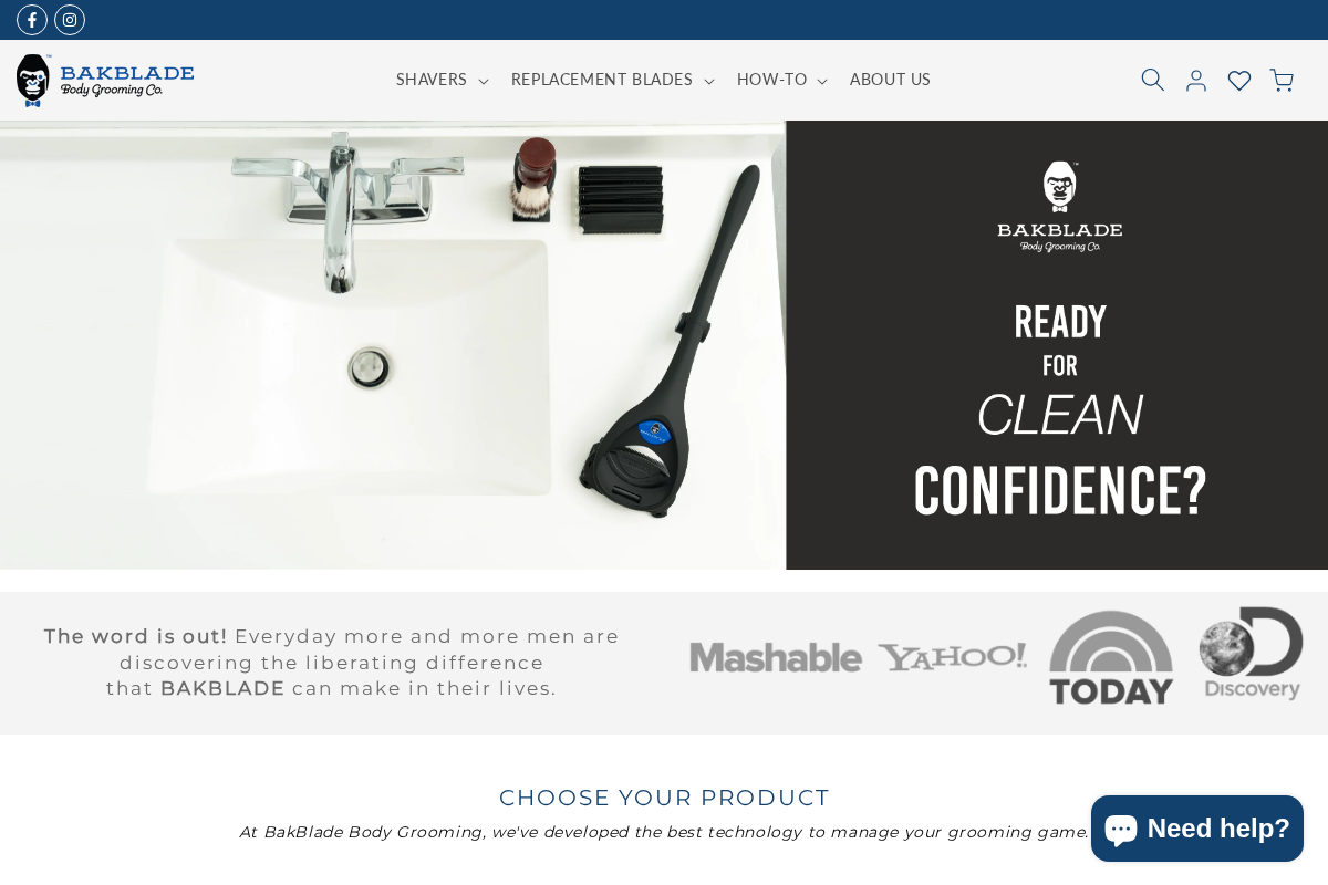 BAKblade homepage screenshot